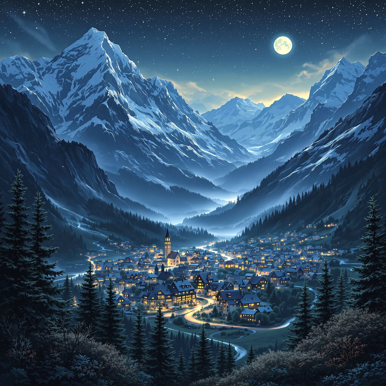 full moon in the Swiss Alps  by @xandra