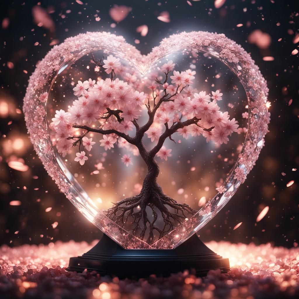 A cristal sakura heart  by @AI__maker