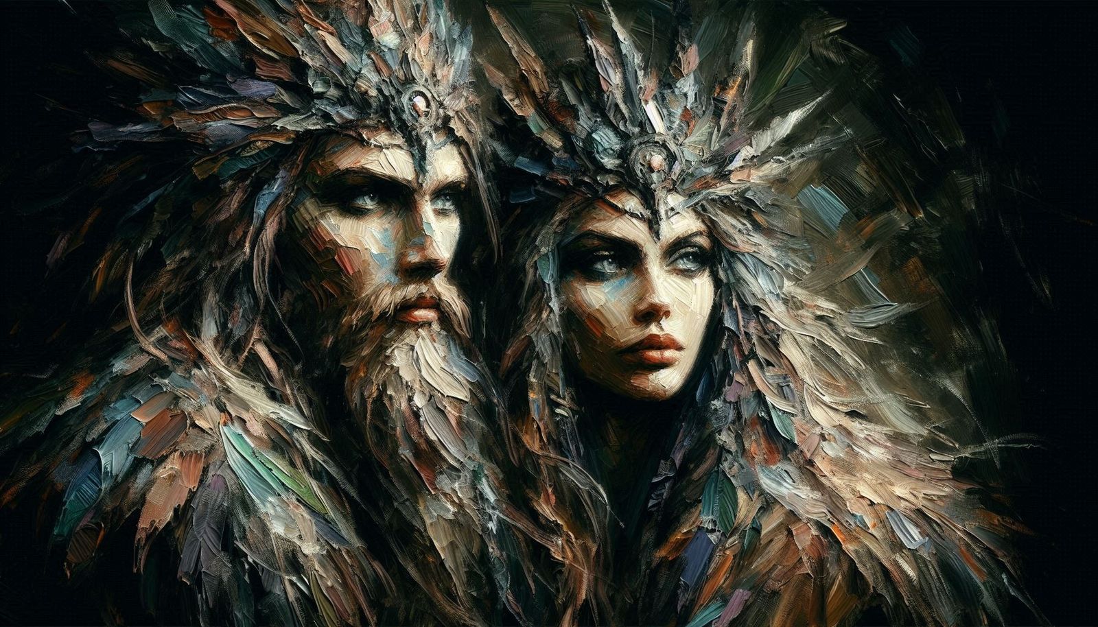 Pastose Acrylmalerei mit einem keltischen Paar #4