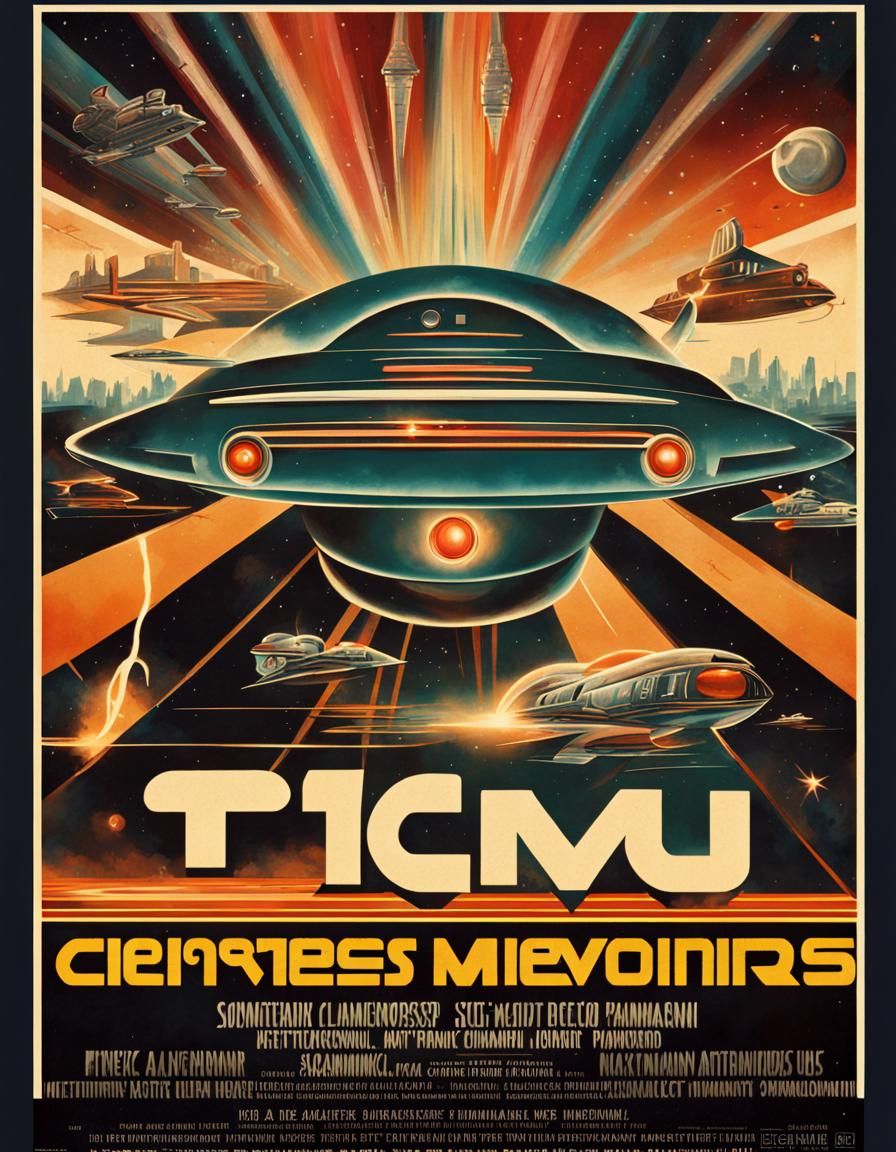 1950’s style movies poster, Sci-Fi, art deco