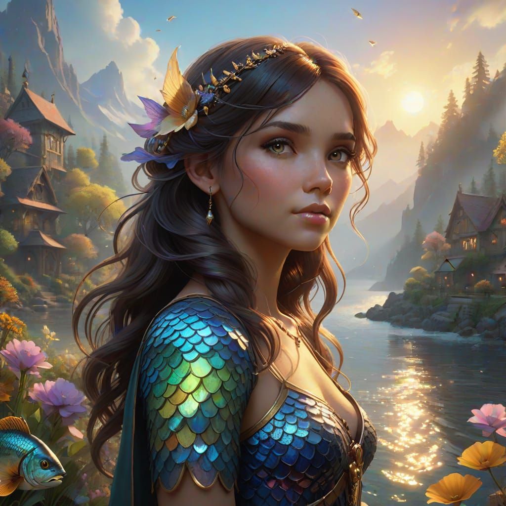 Enchanting Human-Fish Hybrid in Triadic Colors