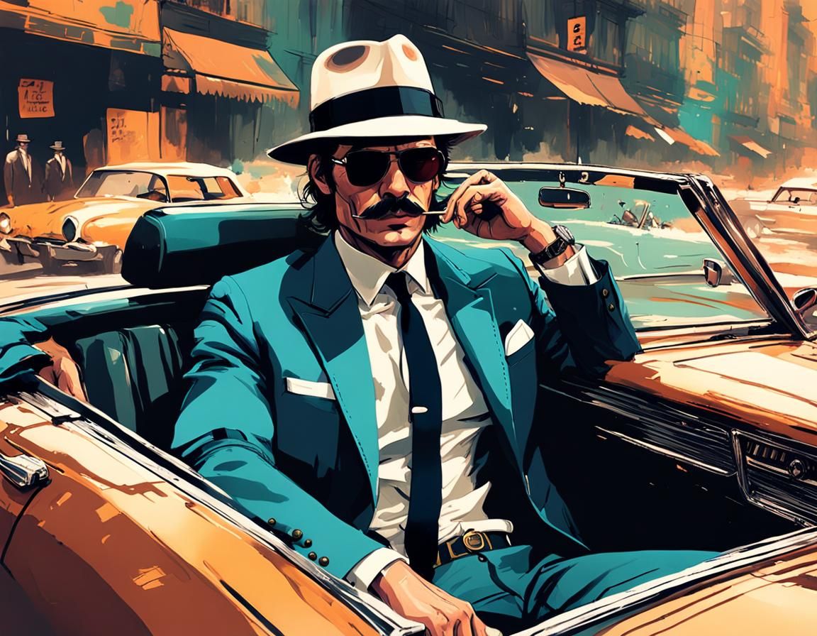 Inkpunk Man in Convertible, Character Concept Art