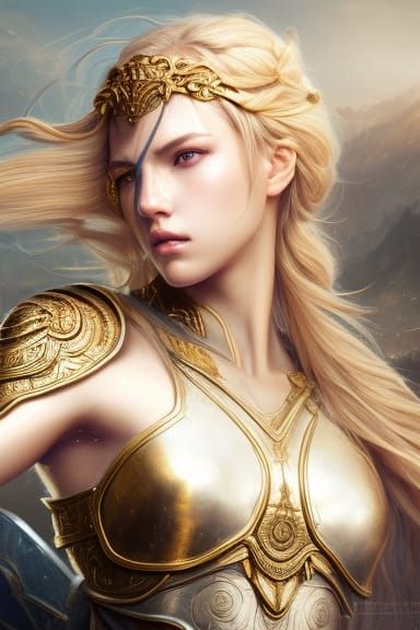 Warrior girl with wavy blonde hair 5