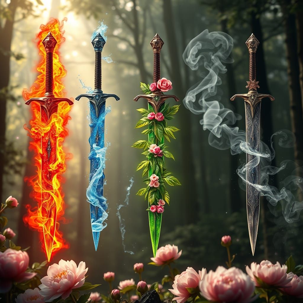 Elemental swords  by @HecateWayne