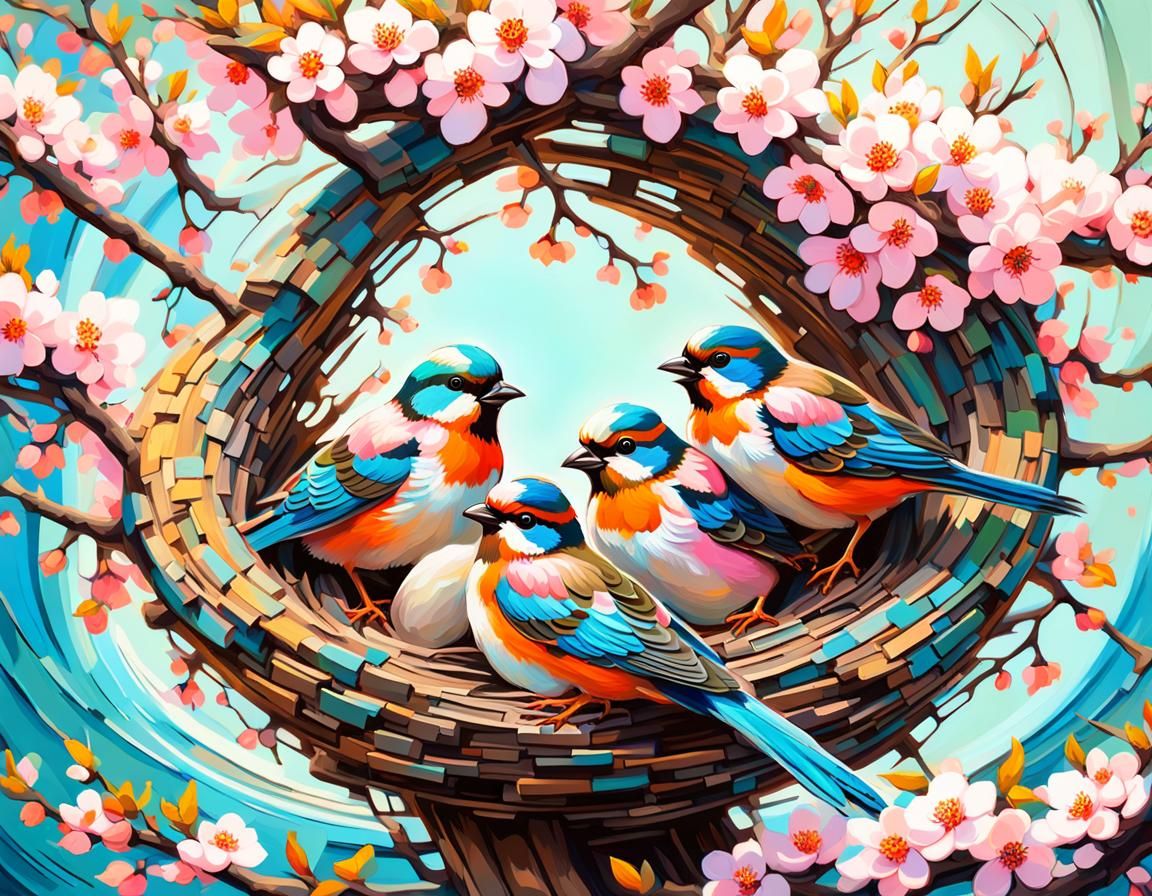 Nest with Sparrow chicks  by @Inna 