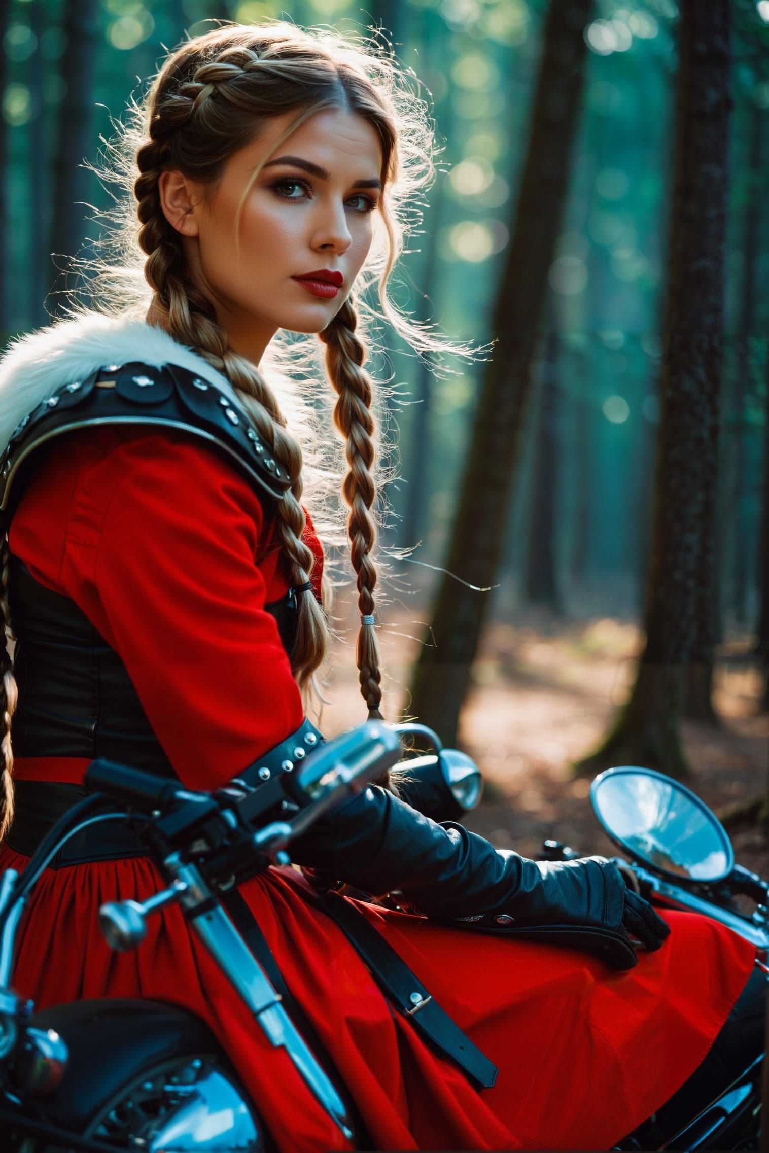 Ooops, The Viking Girl in Motorcycle