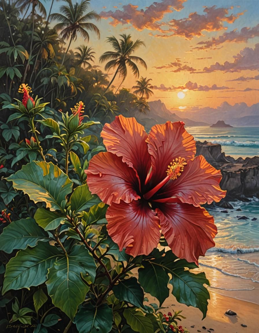Hibiscus flower at sunrise.  by @Vincent