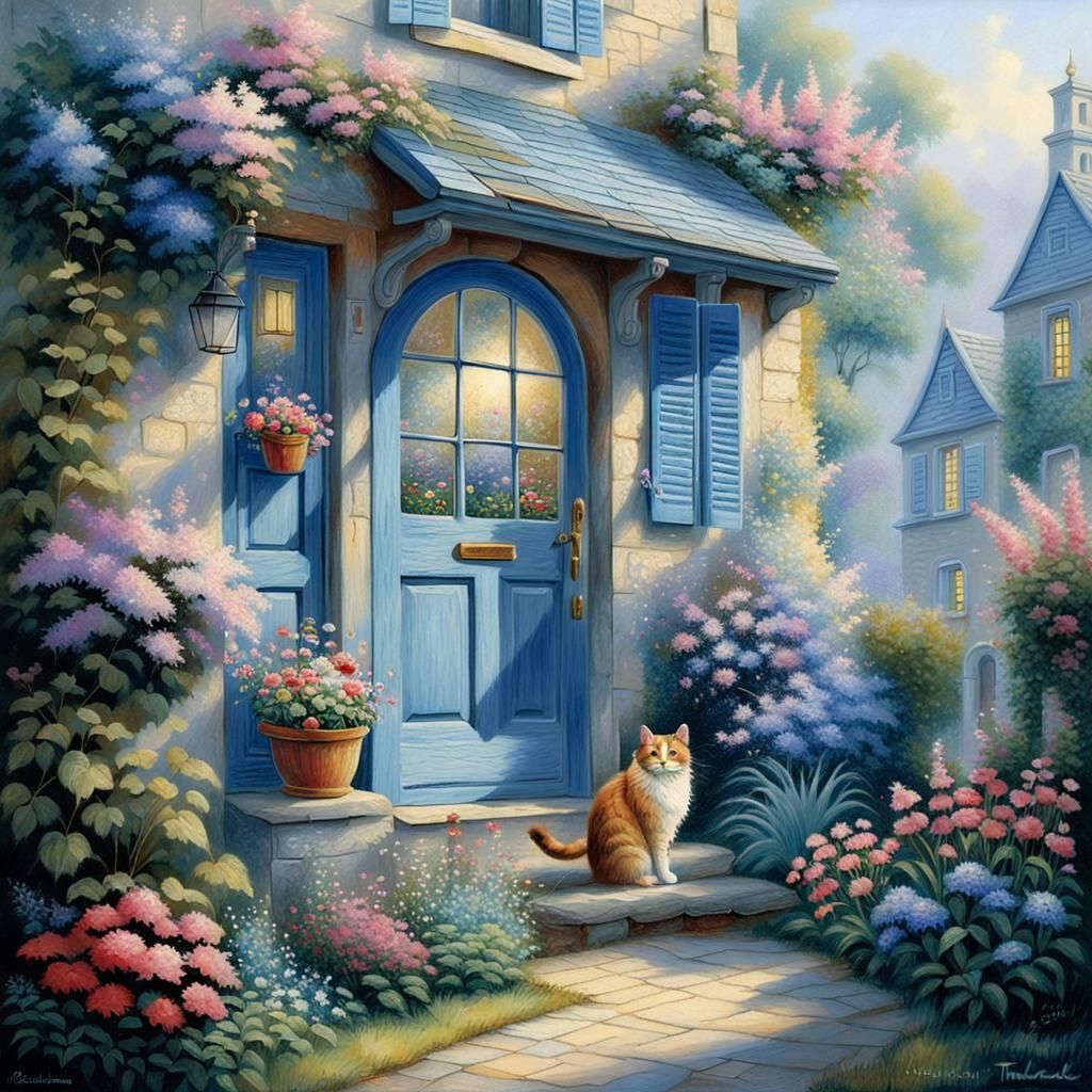 Cat and Mouse in Floral Garden