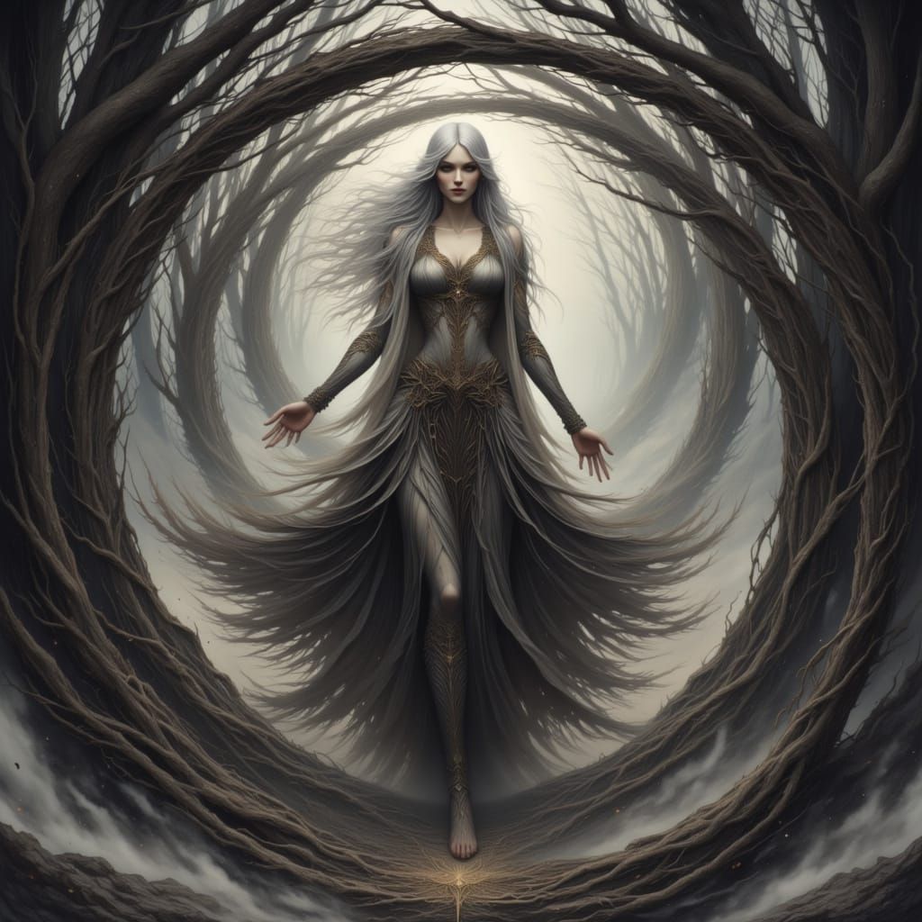 Norse Völva Angrboda Performing Ritual Dance at Yggdrasil Ro...