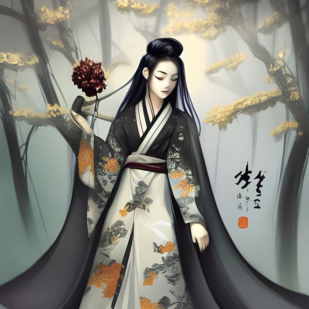 black hanfu dress - AI Generated Artwork - NightCafe Creator