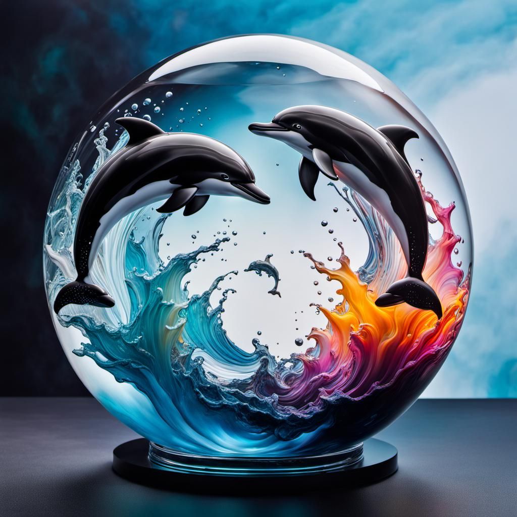 Crystal Glass Dolphins  by @S Ibrahim