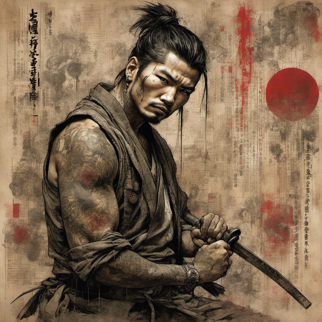 <lora:Grunge-Poster:1.0> The rise and fall of the Samurai Wa...