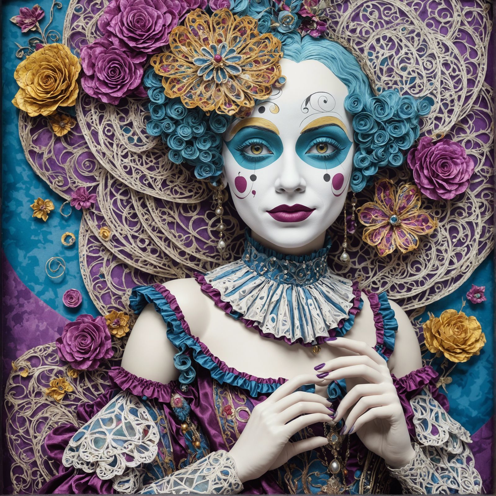 harlequin woman clown
