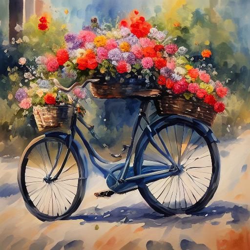a bicycle with flowers on it