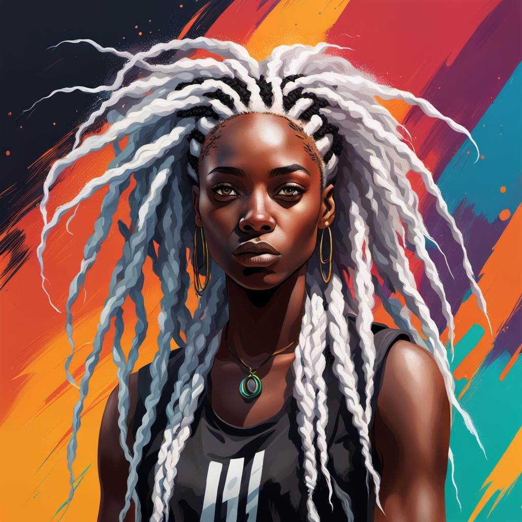 black girl with white dreadlocks and a particular hairstyle - AI ...