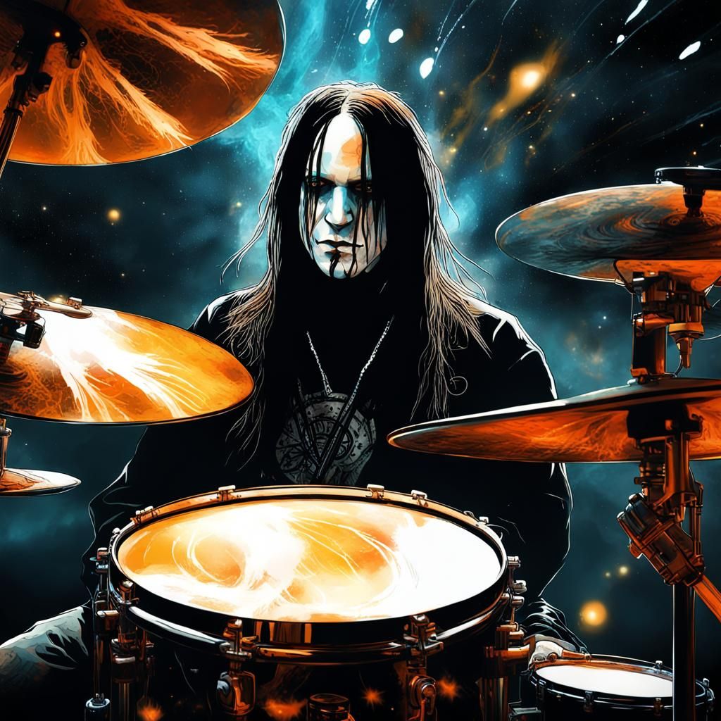 joey jordison slipknot playing drums in heaven drums on fire Cosmic
