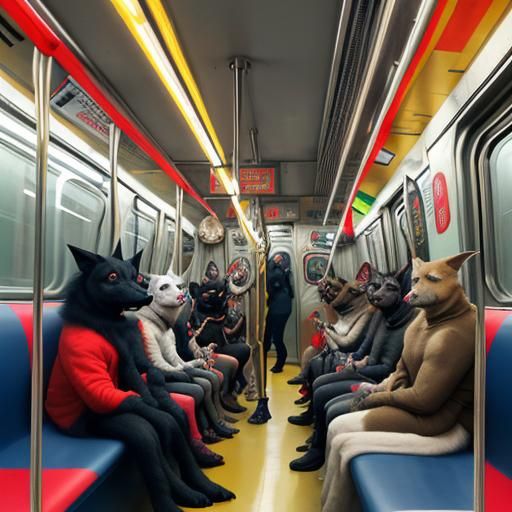 Demon Dogs in a Subway Car