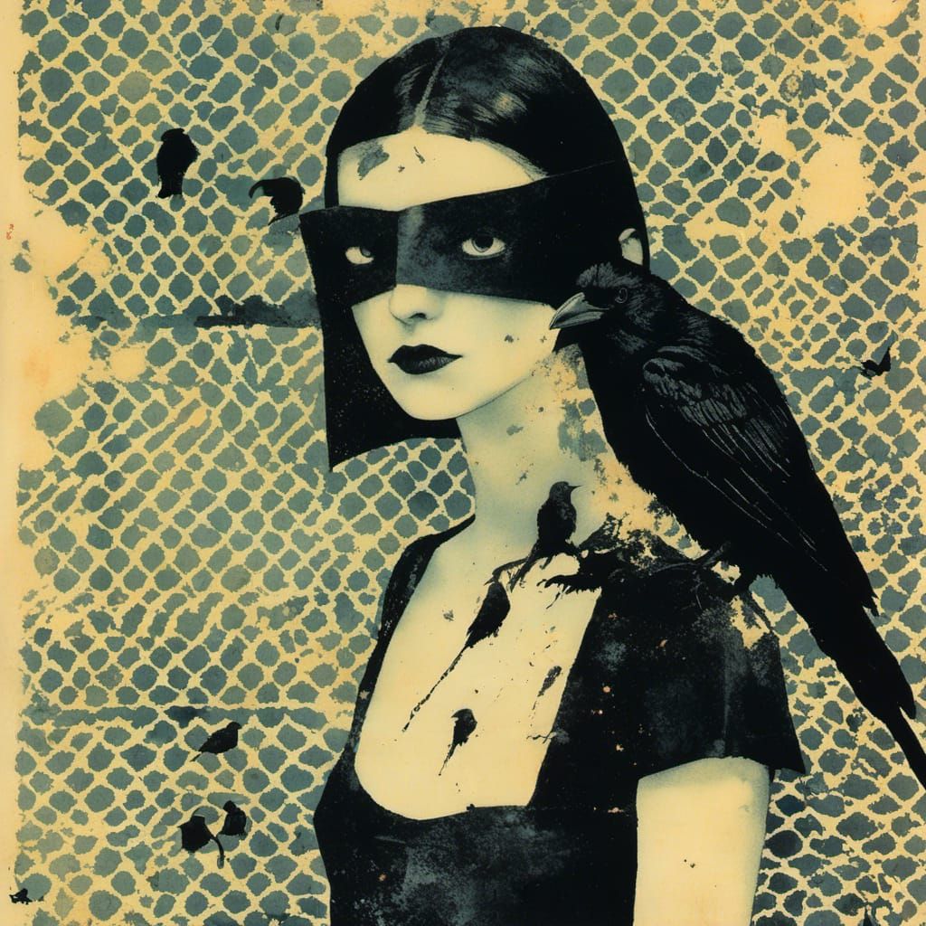  <lora:Corvidicon:1.0> darkwave promo poster art for The Cacklettes, the industrial witchpunk female mannequin band