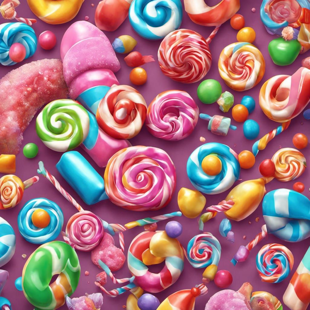 Hyperrealistic Candy Garden in Playful Digital Art