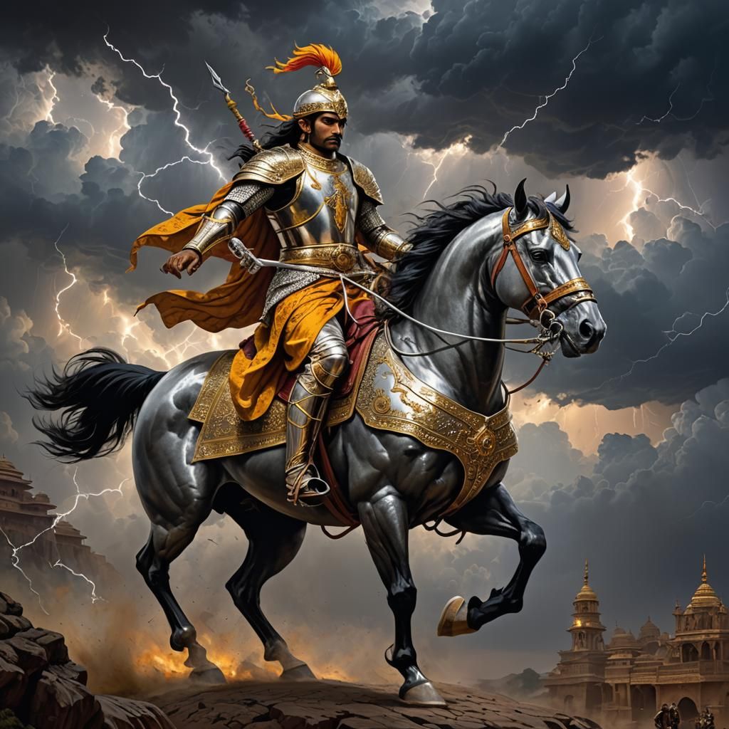 An Indian Rajput rider in silver armor - AI Generated Artwork ...