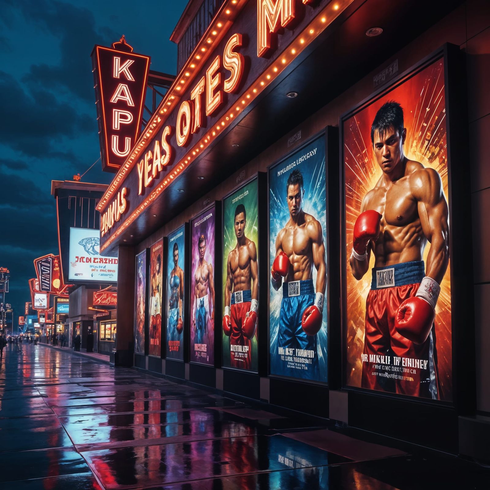 Boxing posters on the Vegas strip   by @Mike Ritchie
