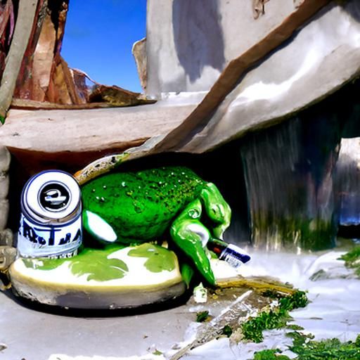 Frog drinking beer