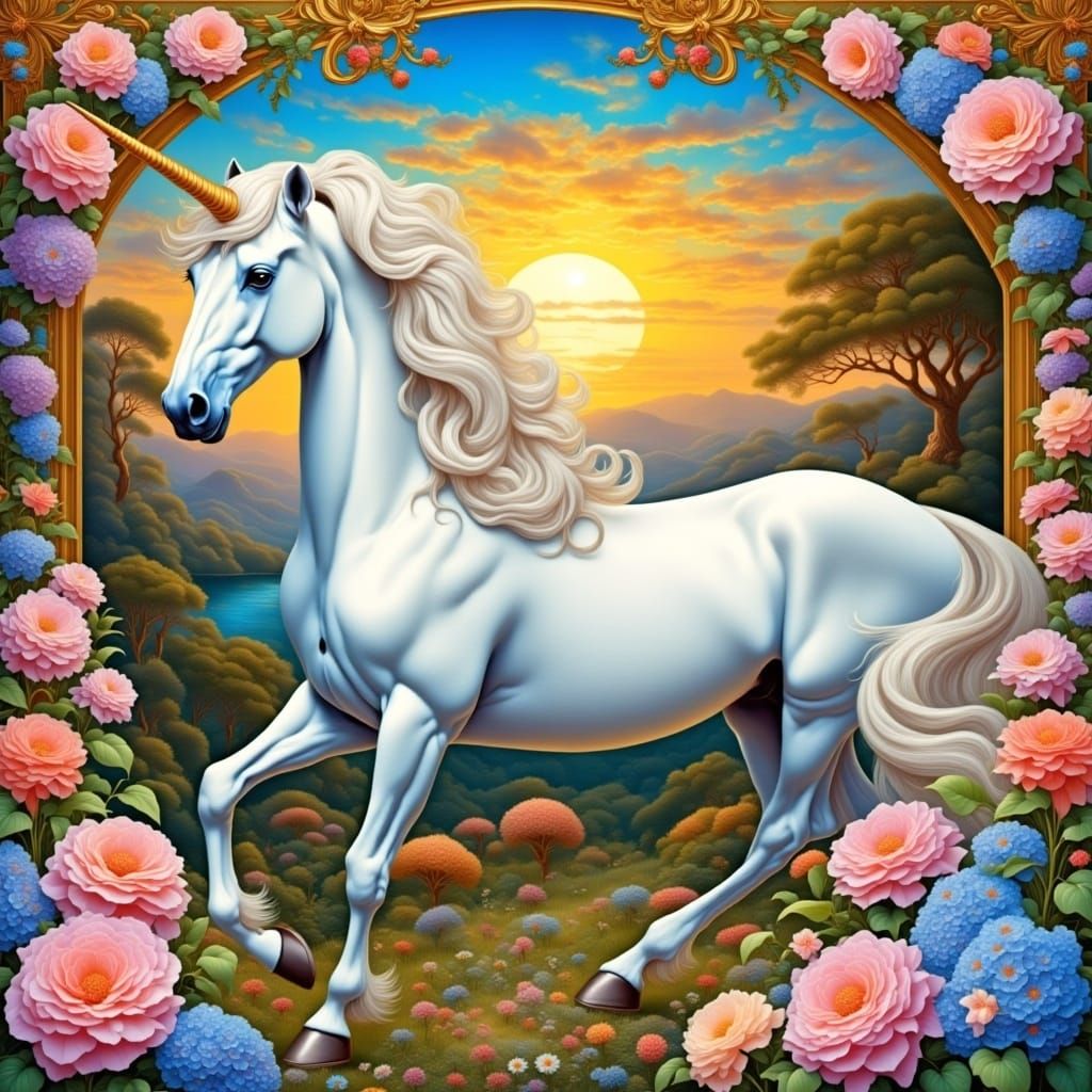 Prancing Unicorn <lora:Garden of Midnight:1.0>