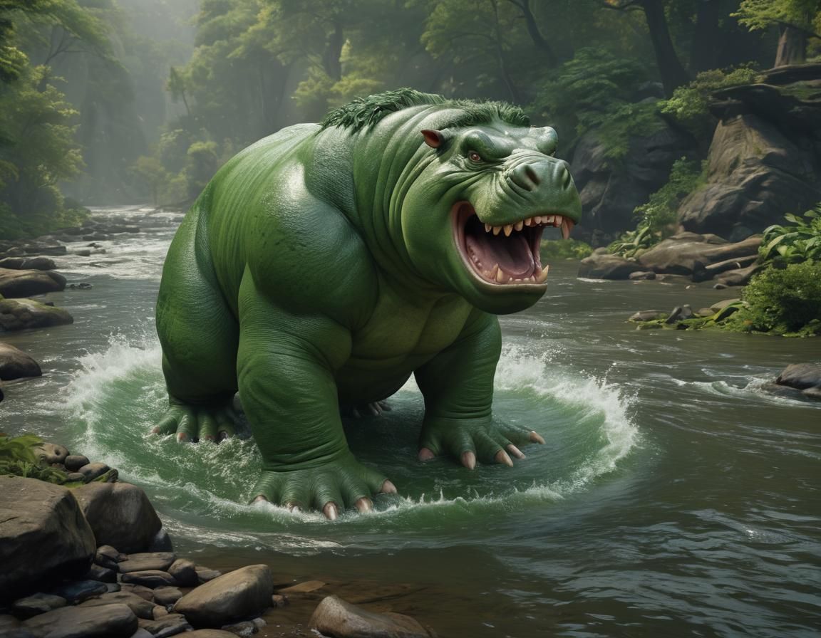 Come on.... who upset Harry the Hulk Hippo again? - AI Generated ...