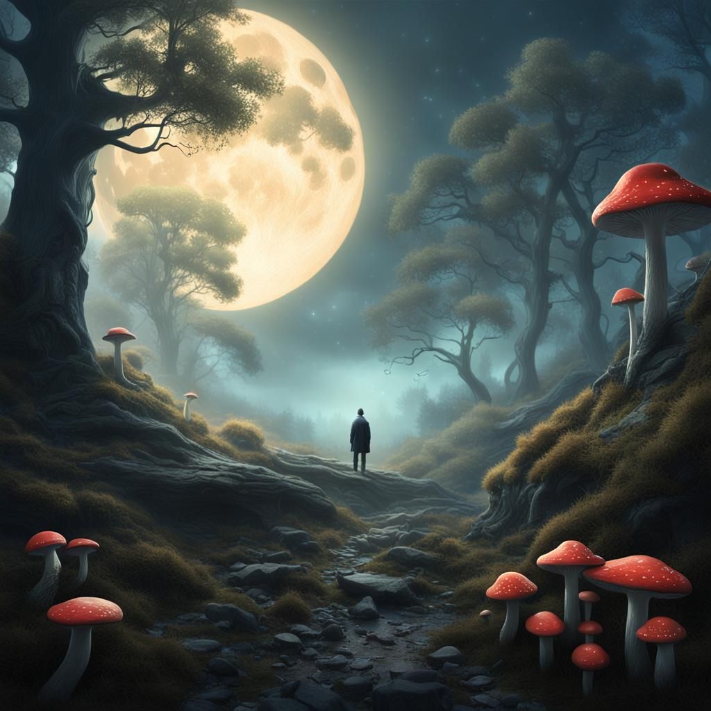 Mystical Forest Encounter in Vibrant Dreamlike Quality