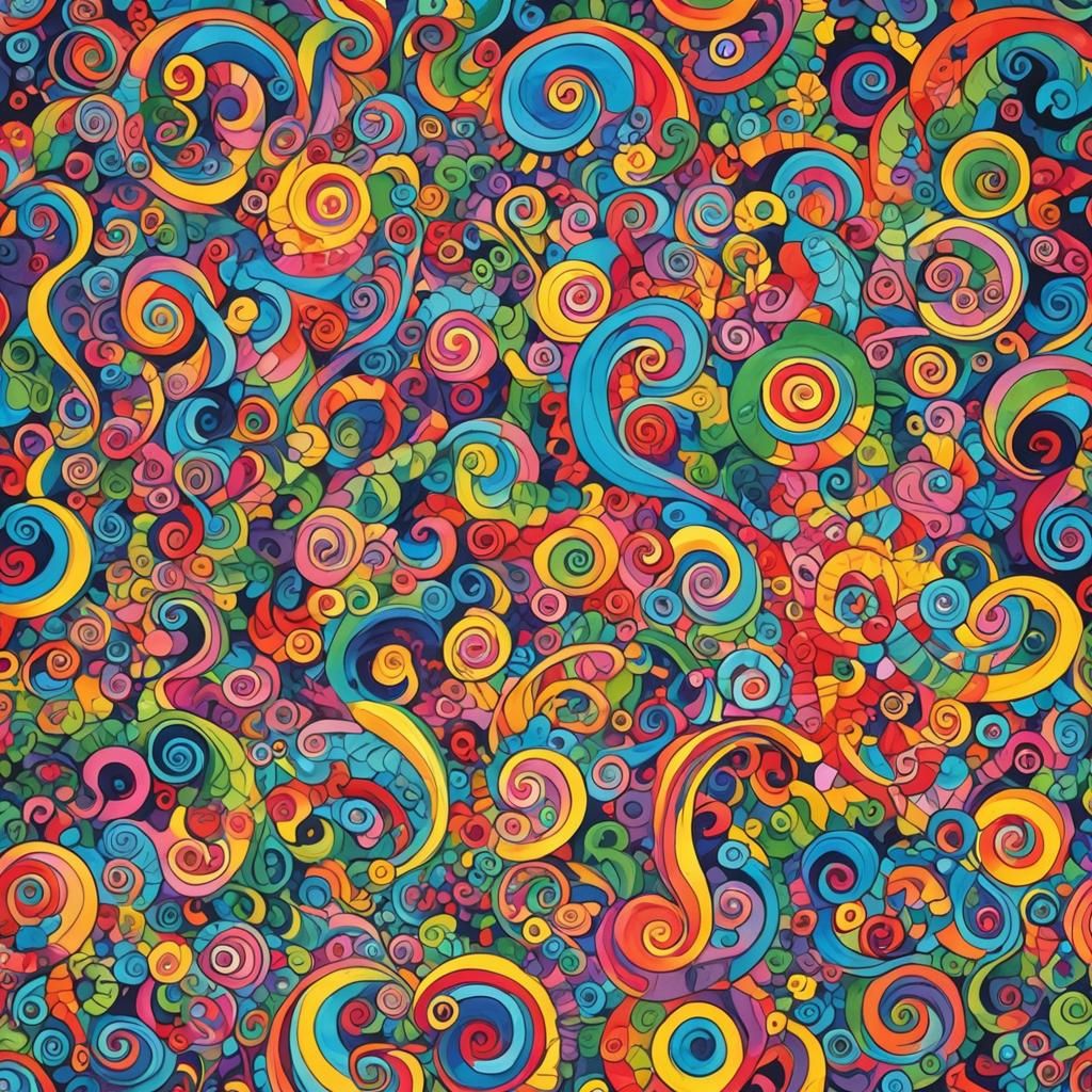 Wild Spirit vibrant colors Candyland wonderland gouache swir...