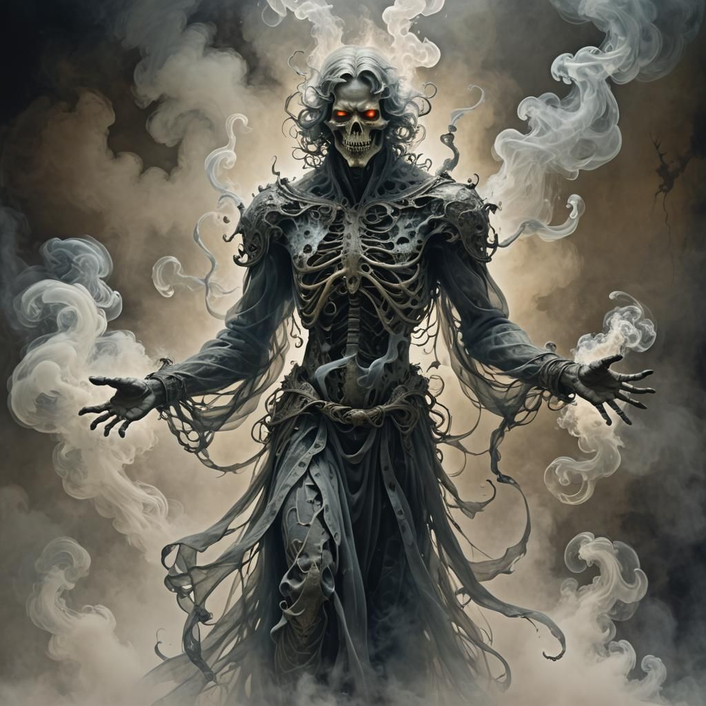 a dancing transparent nebulous apparition made of smoke
