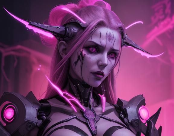 A cybernetic female vampire massive monster with Cybernetic ...
