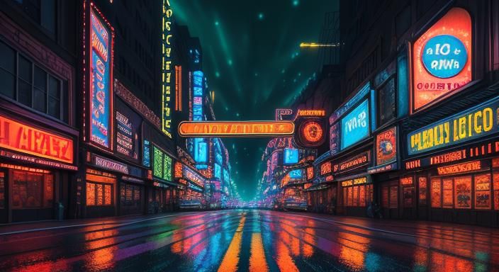 wide low perspective shot of broadway empty streets-under-th...