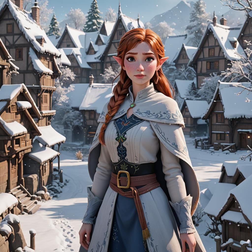 Anna from Frozen as an Elf