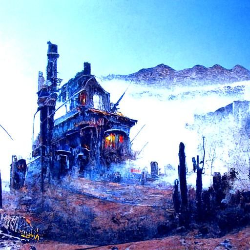 Desert ghost town sinister by Greg Rutkowski ethereal fantas...