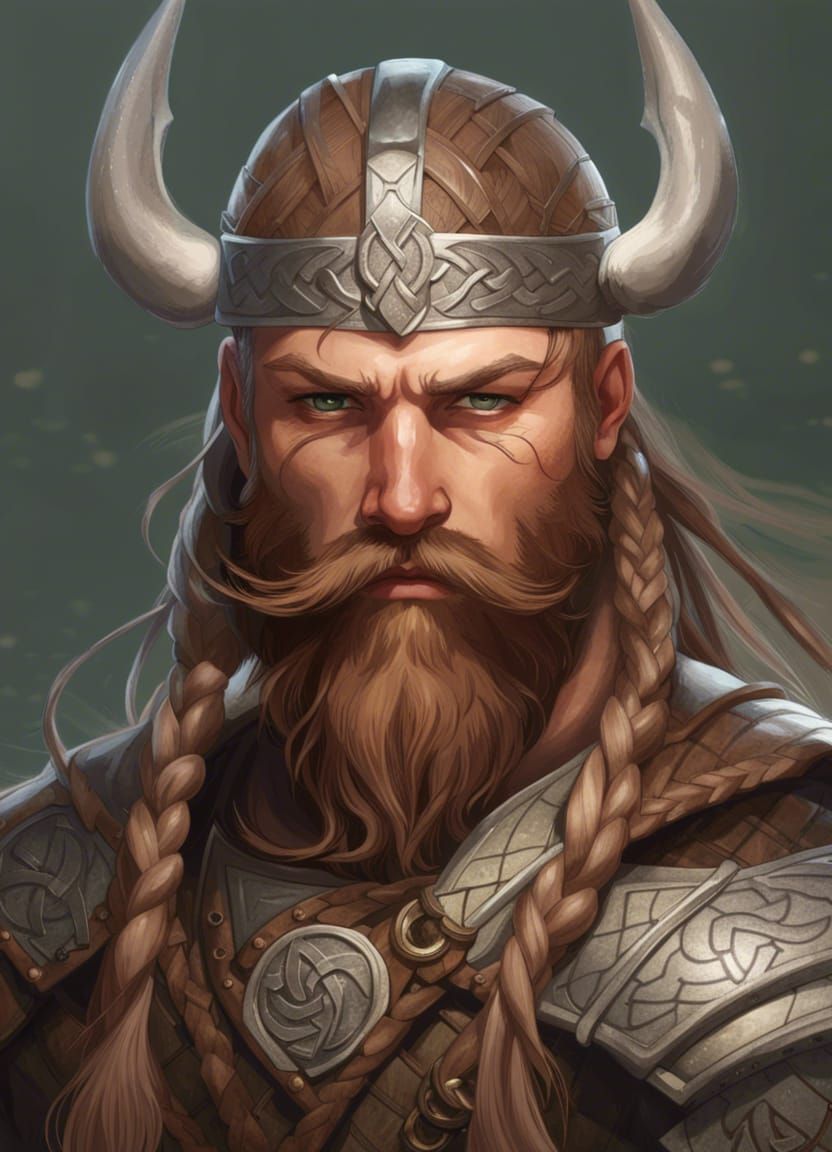 Fierce Viking warrior with Braided Beard and Braided Mustache. long ...