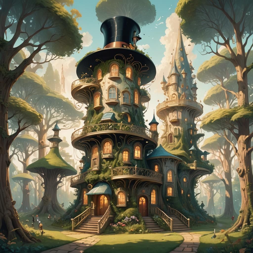 Surreal Top Hat Home in Forest Glade