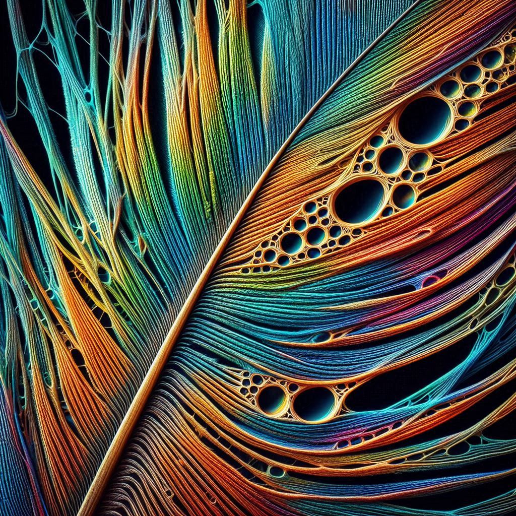 Macro rainbow parakeet feather.