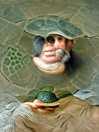 Man with a turtle's face