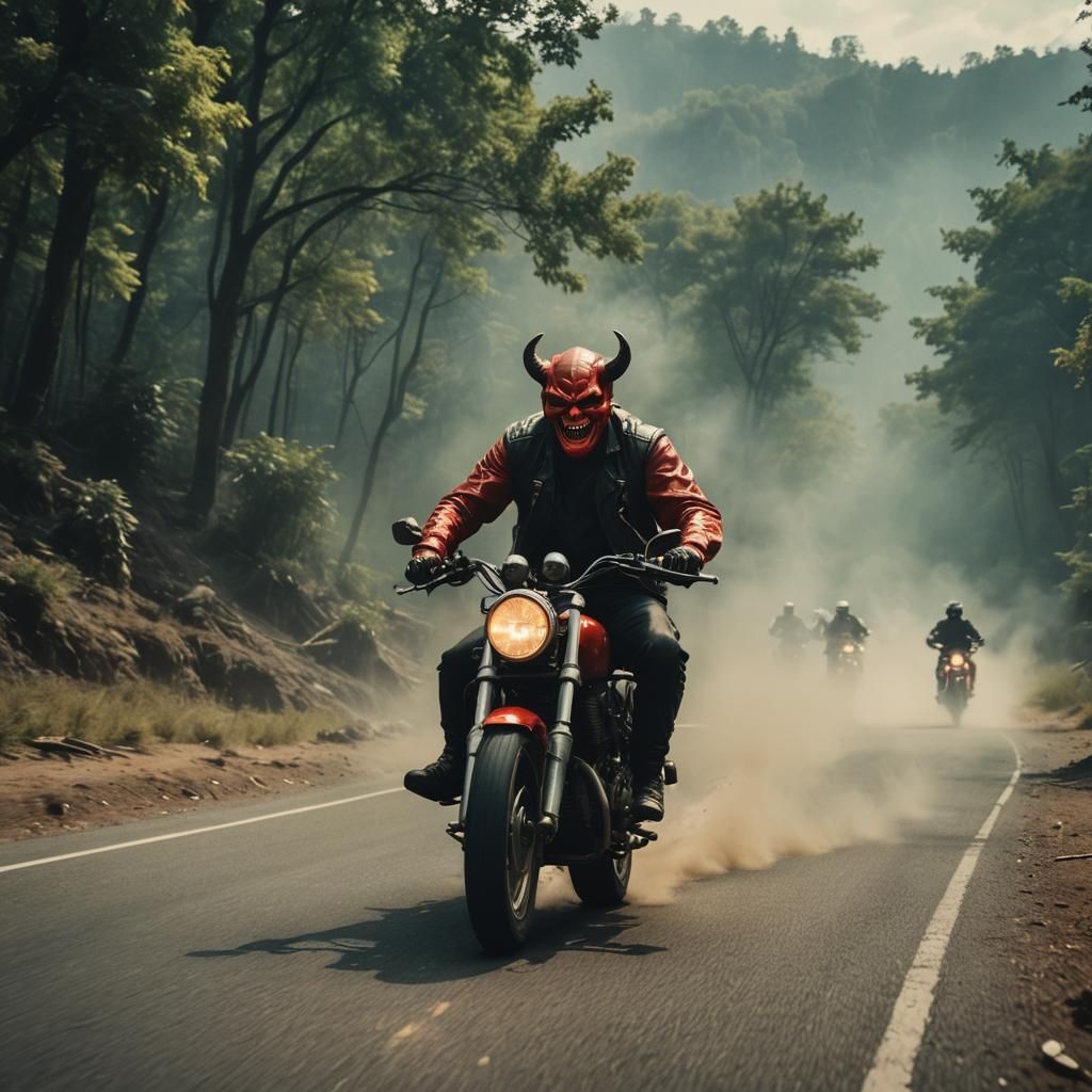 devil riding a motorbike