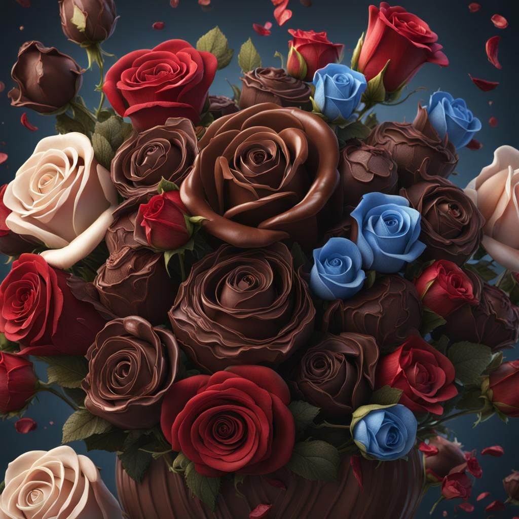 bouquet of chocolate and roses  by @Manny