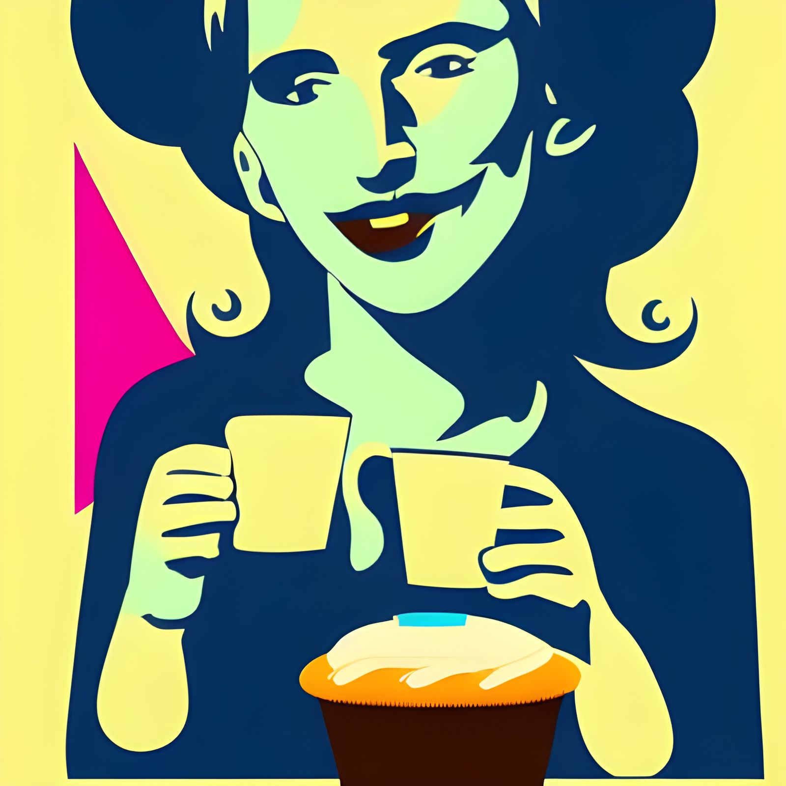 Lucifer enjoying a cupcake and a tea