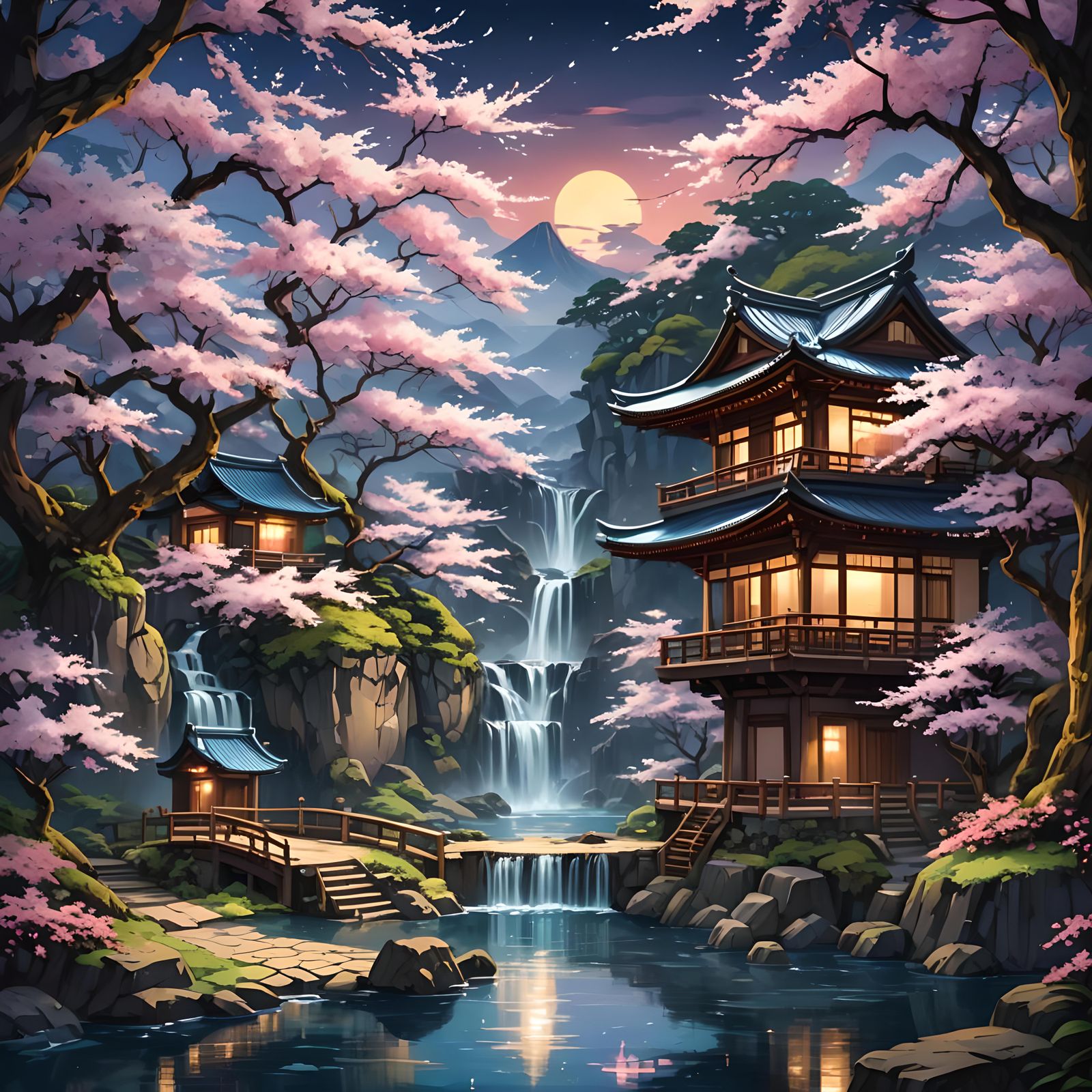 Peaceful atmosphere of a bright night