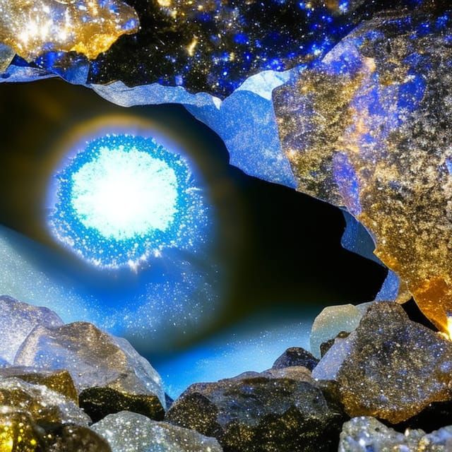 SHARDS OF LIGHT GLISTEN AND REFLECT FROM A WATER STREAM DEEP...