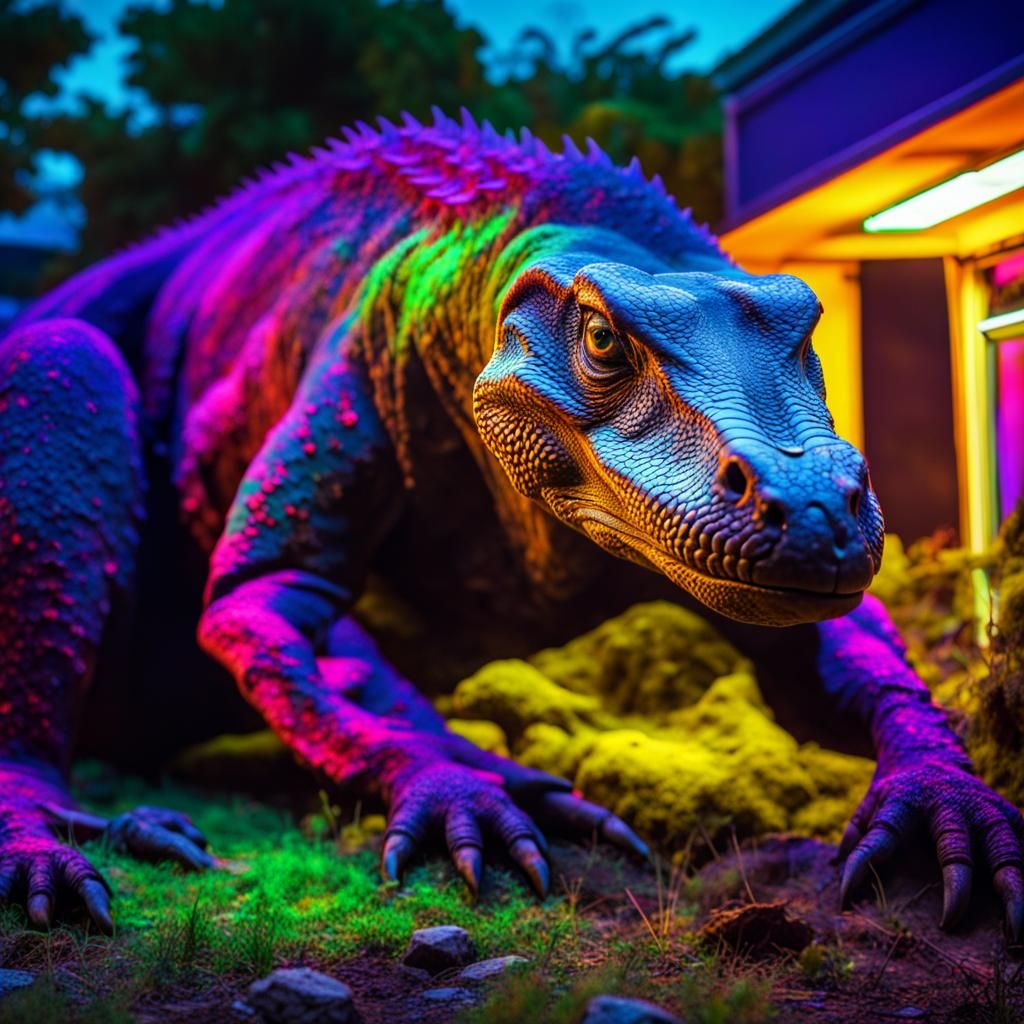 Neon Komodo dragon