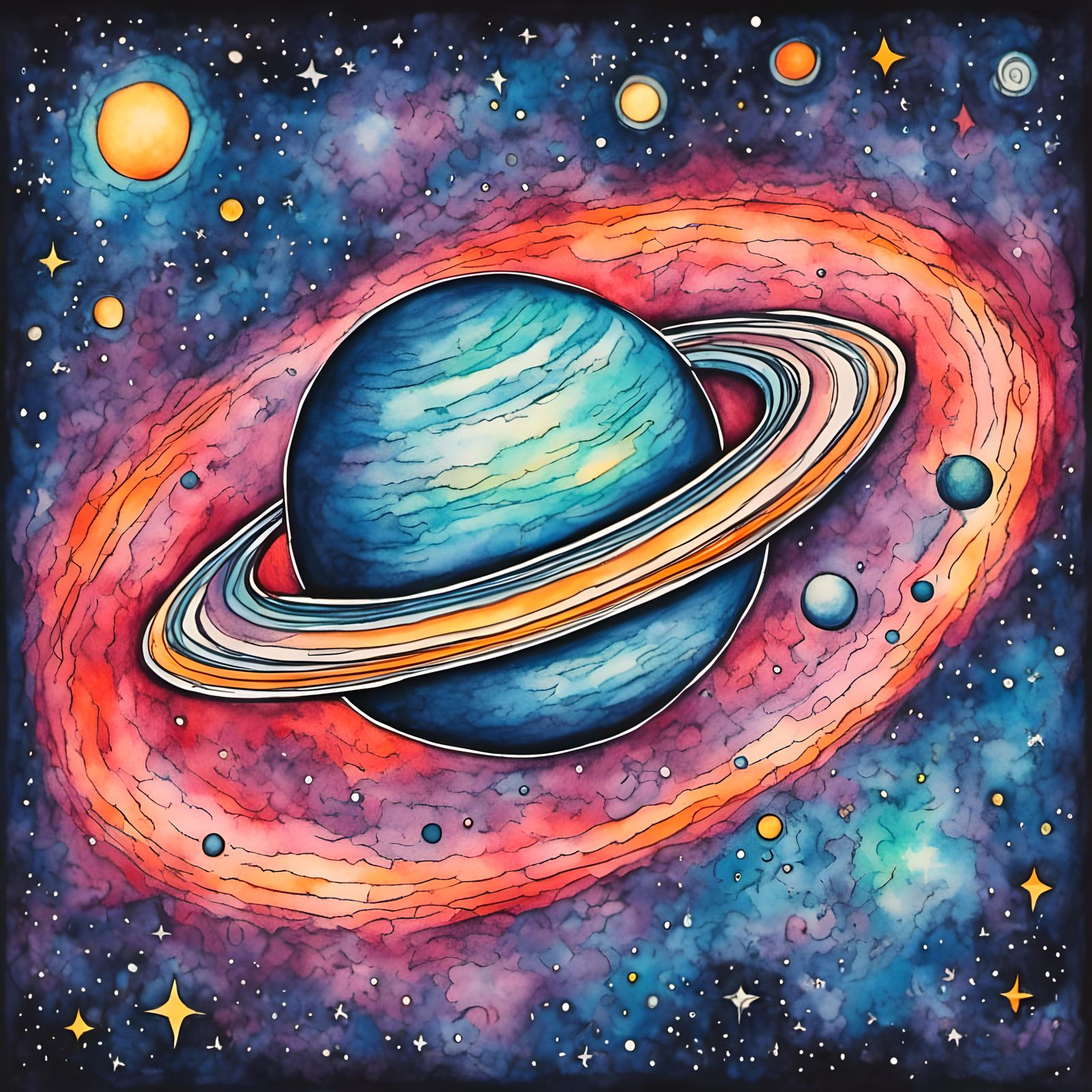 Saturn surrounded by stars in outer space <lora:Untitled Test B:1.0> 