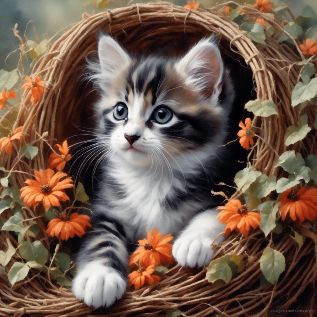 <lora:Cutie Pie Halloween:1.0> cute little kitten, photorealistic painting