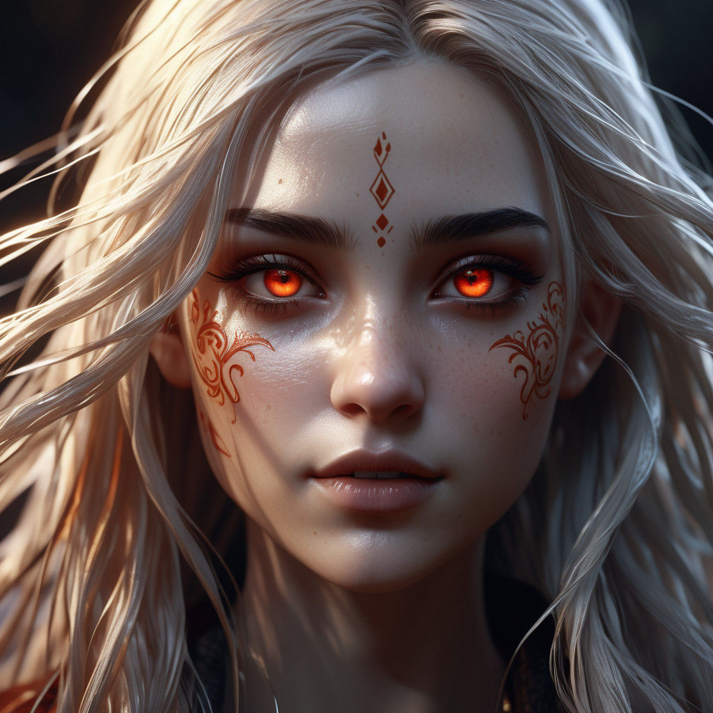 Ethereal Elf Goddess with Riemann Zeta Tattoos in Soft Dawn