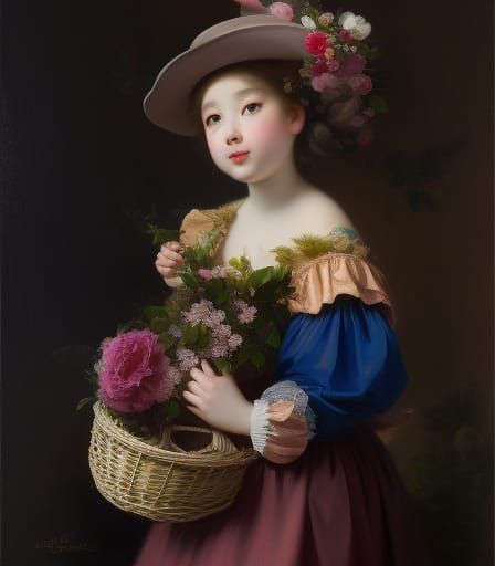 Girl With A Basket Of Flowers pt3