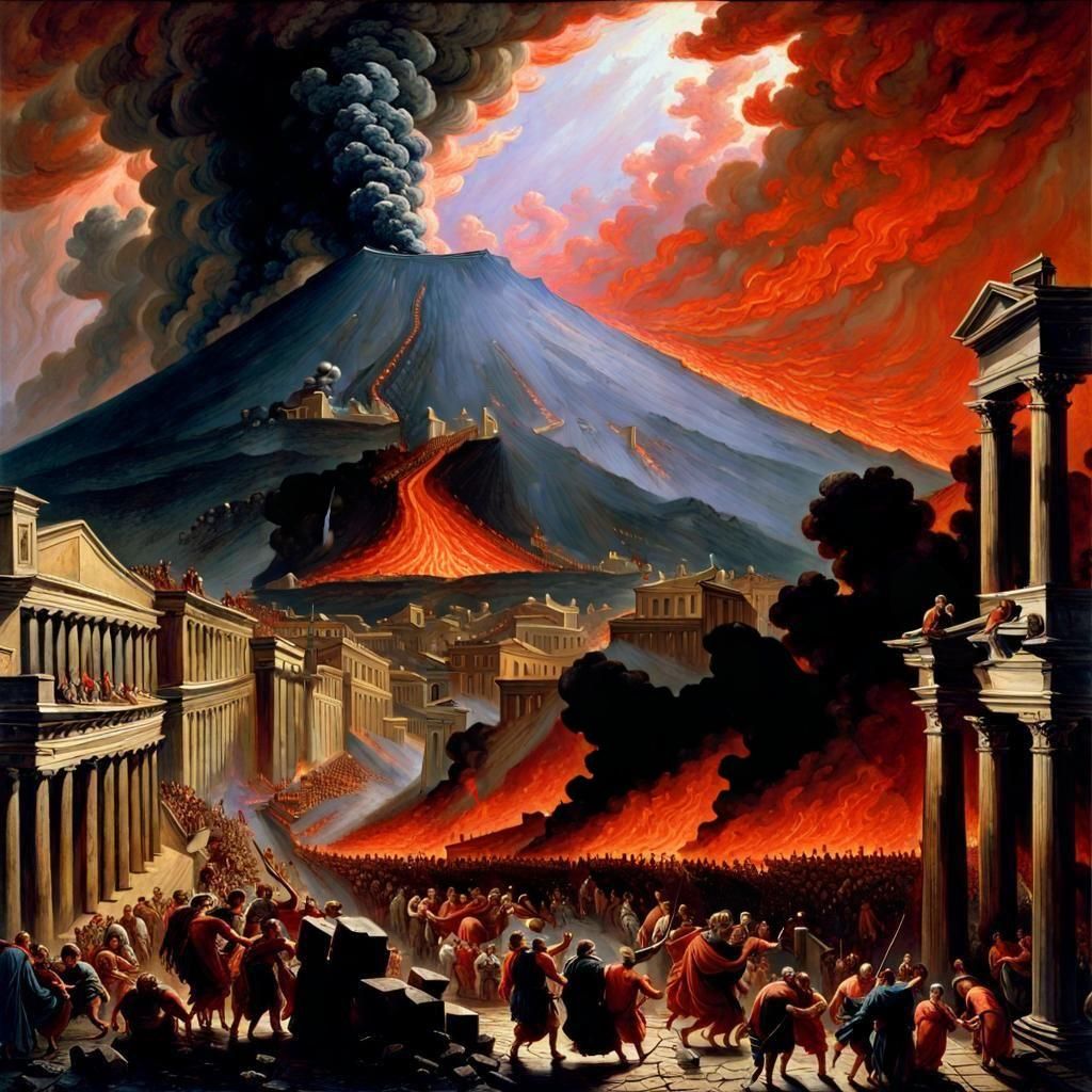 The Eruption of Mount Vesuvius in Pompeii
